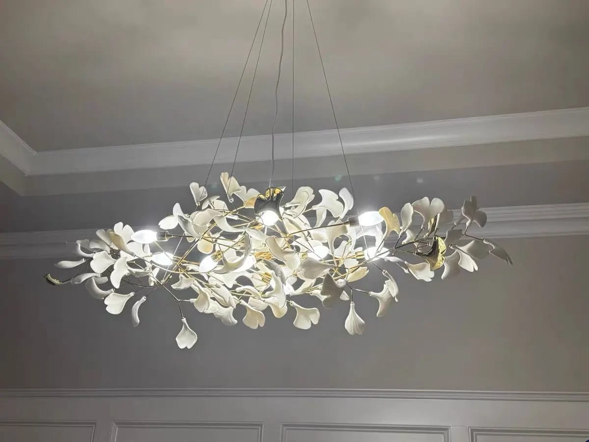 Customer photo review of Horizon Bloom Gingko Chandelier, Porcelain Leaf Ceiling Light, 7 Sizes