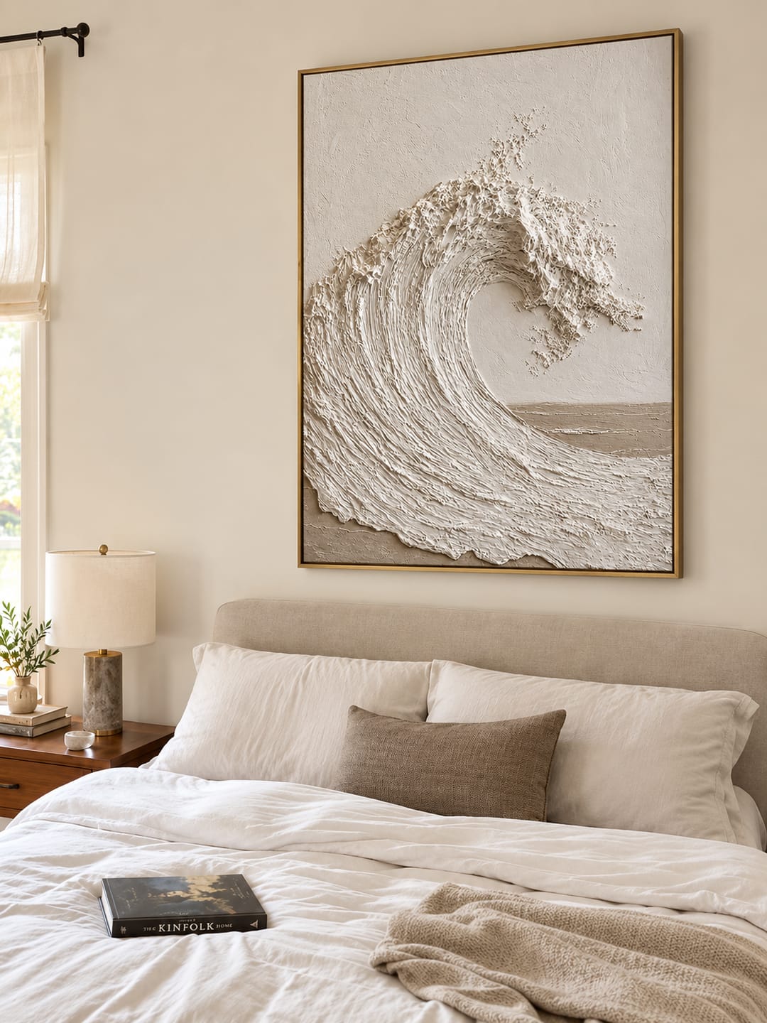 Customer photo review of "Silent Crest" – Wabi Sabi White Wave Textured Painting