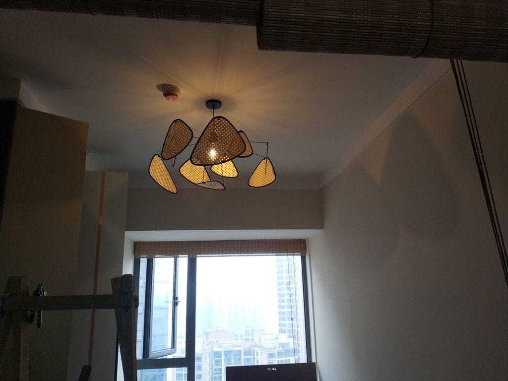 Customer photo review of Rattan Pendant Light, Black Metal Frame, Ten Curtains, 60-100 cm Wide