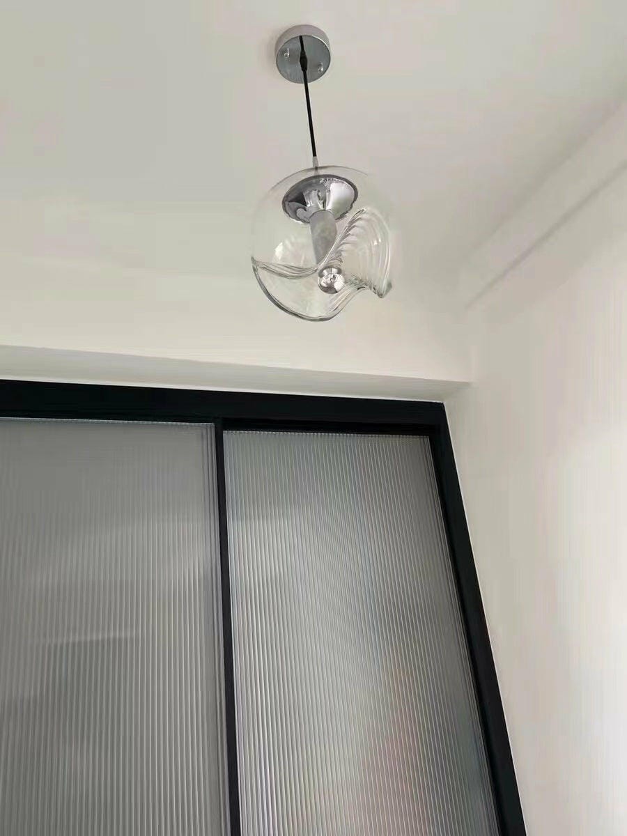 Customer photo review of Glass Pendant Light, Clear or Smoky Grey Shade, Gold or Silver Frame