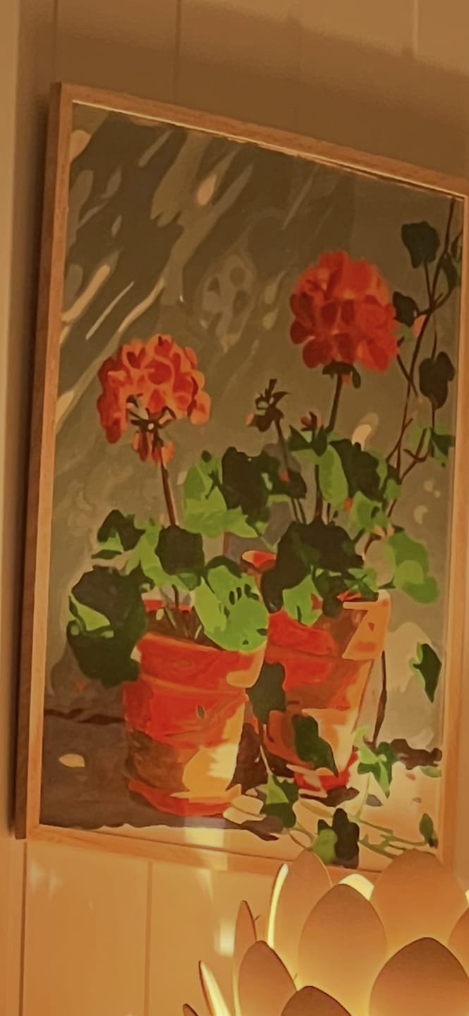 Customer photo review of Geranium Corner | Paint by Number