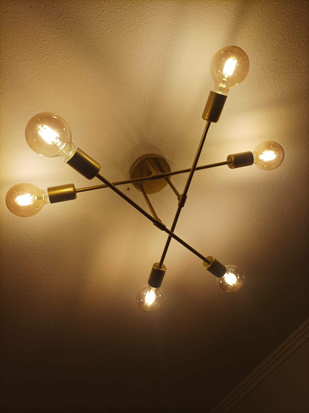 Customer photo review of LÁMPARA DE TECHO MODERNA 6 LUCES E27 NEGRO Y DORADO