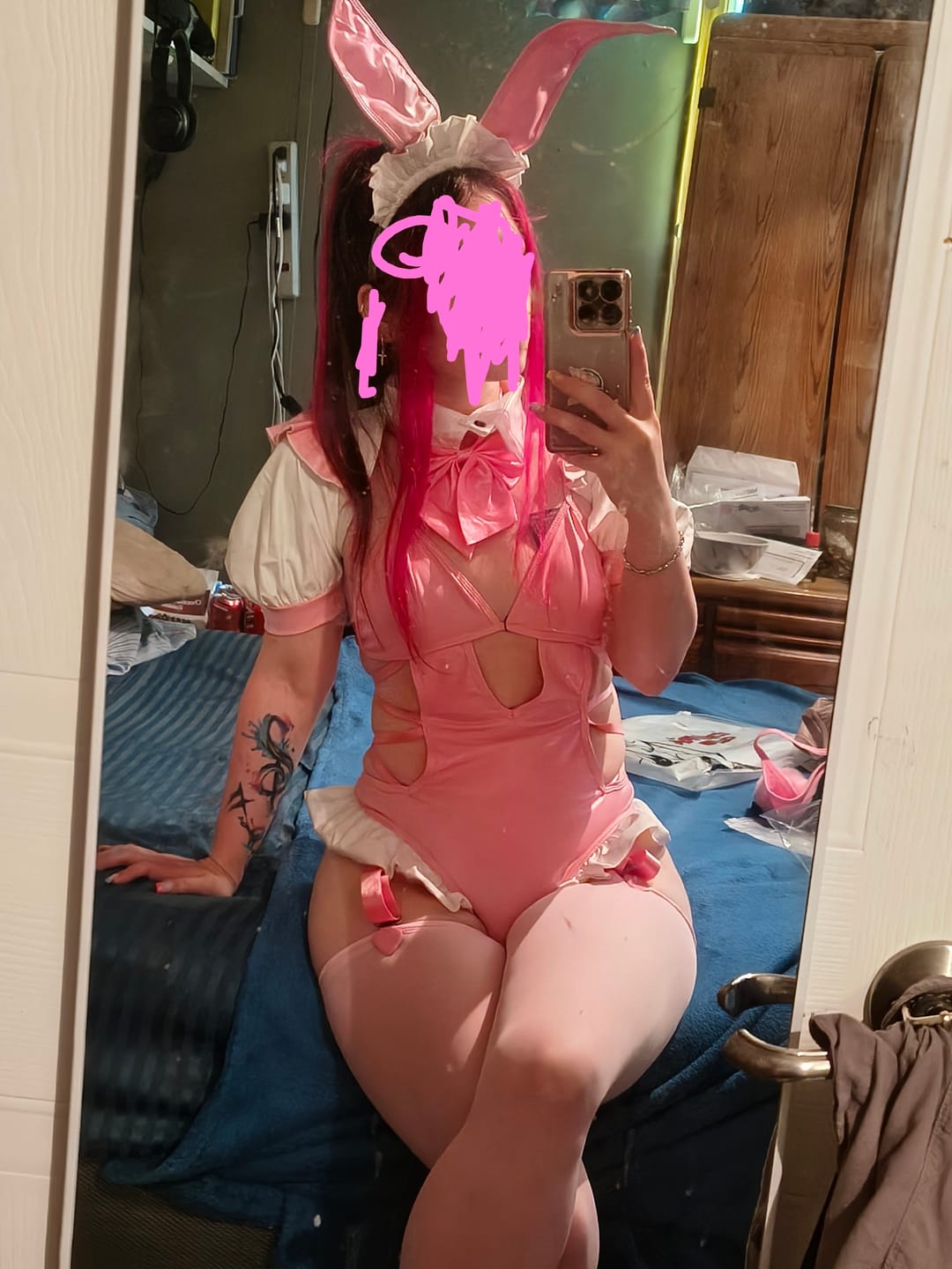 Customer photo review of Chic Bunny Ear Hoodie Bodysuit KO64