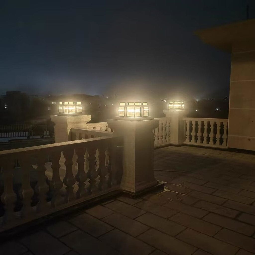 Customer photo review of Outdoor Pillar Light, Sandblasted Aluminium, Two-Tier, IP65
