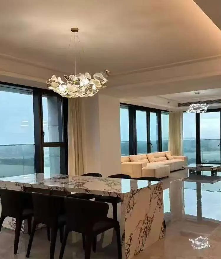 Customer photo review of Horizon Bloom Gingko Chandelier, Porcelain Leaf Ceiling Light, 7 Sizes
