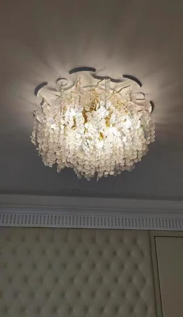 Customer photo review of Frosted Glass Disc Ceiling Light, Cast Aluminium, Gold or Silver