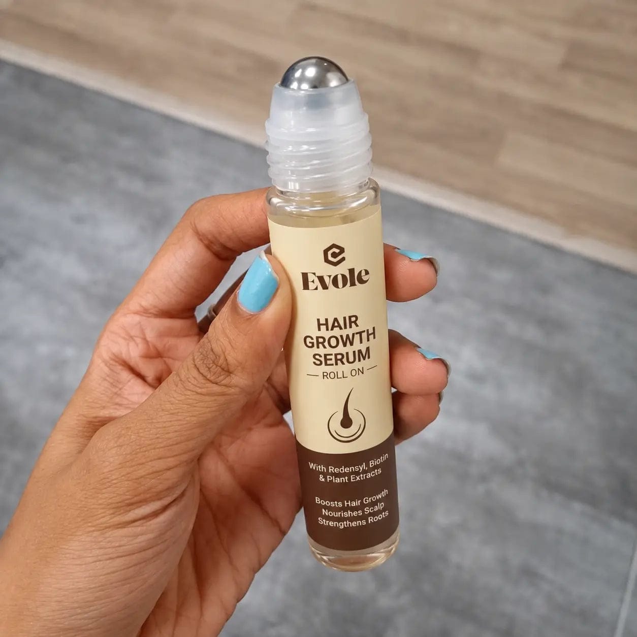 Customer photo review of Evole Advanced Hair Growth Serum Roll-On | Rosemary, Redensyl & Aminexil (25ml)