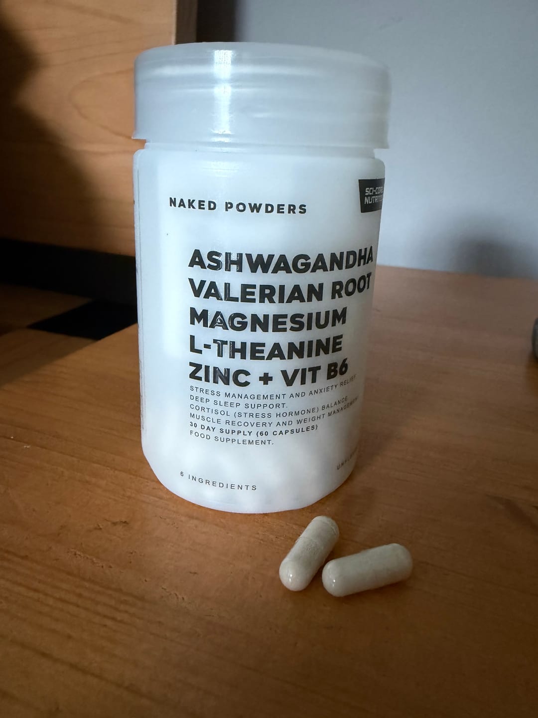 Customer photo review of Ashwagandha, Valerian Root, Magnesium, L-Theanine, Zinc, Vit B6 - 60 caps | 30 day supply