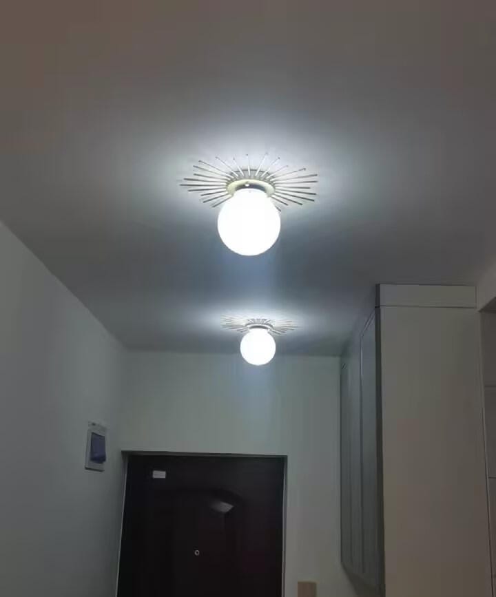 Customer photo review of Brass Ceiling Light, Frosted Glass Globe, Ceiling or Wall Mount