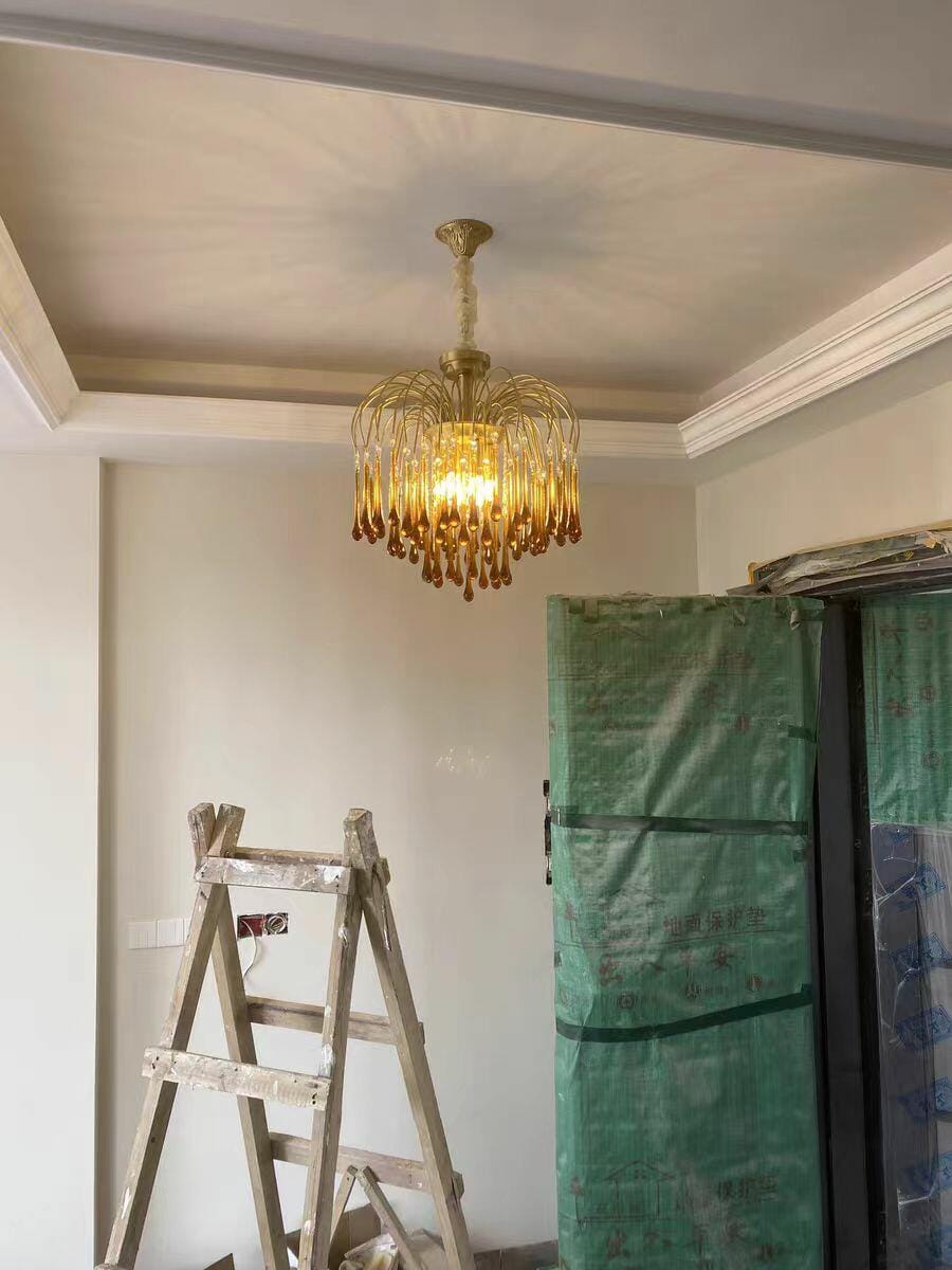 Customer photo review of Crystal Waterfall Chandelier, Gold-Finish Brass, 50 cm