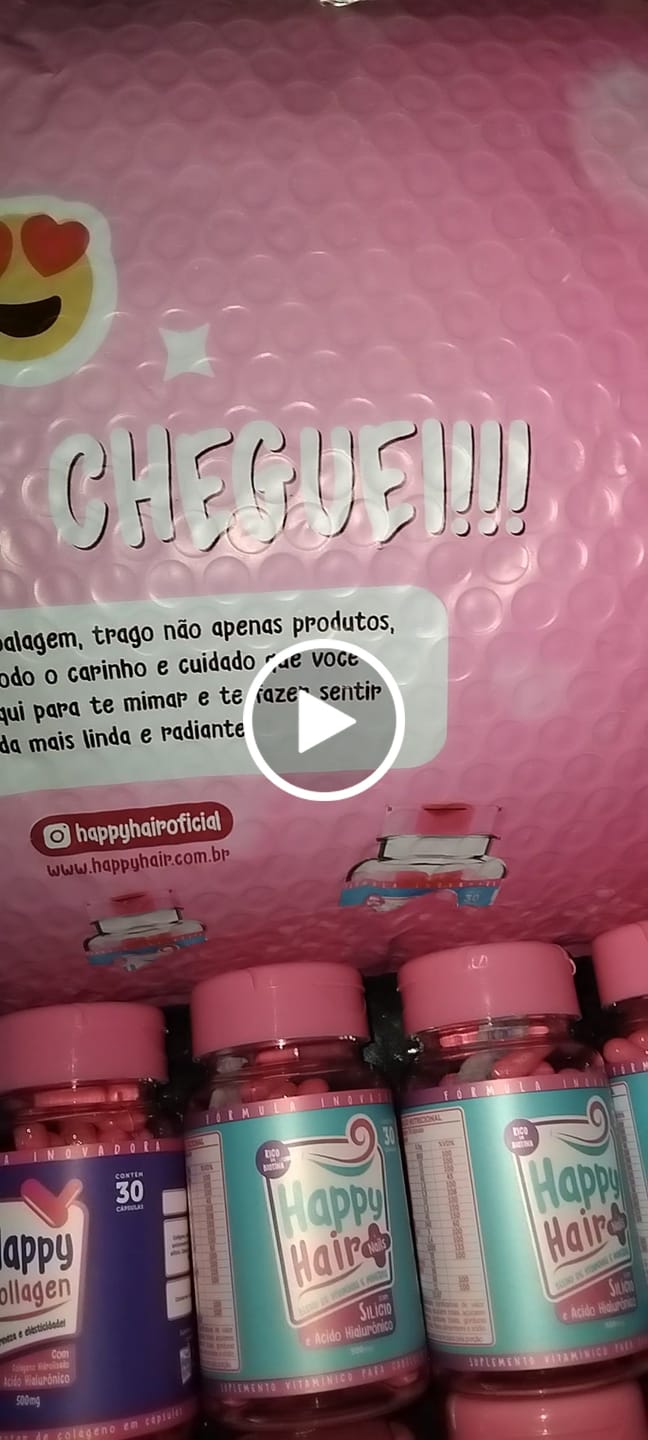 Customer video review of Happy Hair 6 Potes + 6 Potes Grátis + 2 Colágenos + 1 Melatonina (Total 15 Potes)