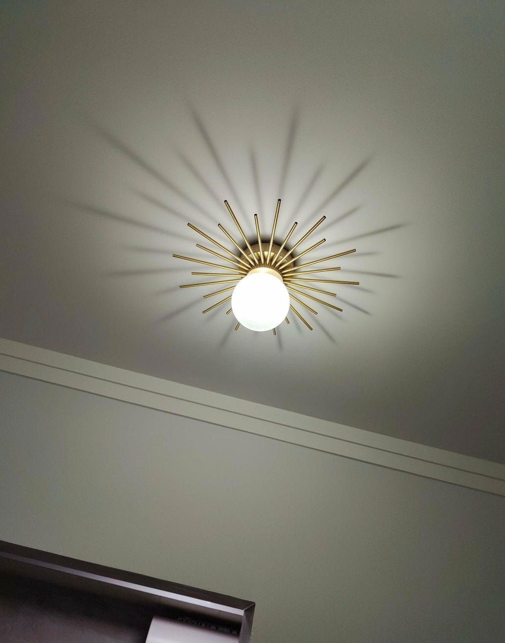 Customer photo review of Brass Ceiling Light, Frosted Glass Globe, Ceiling or Wall Mount