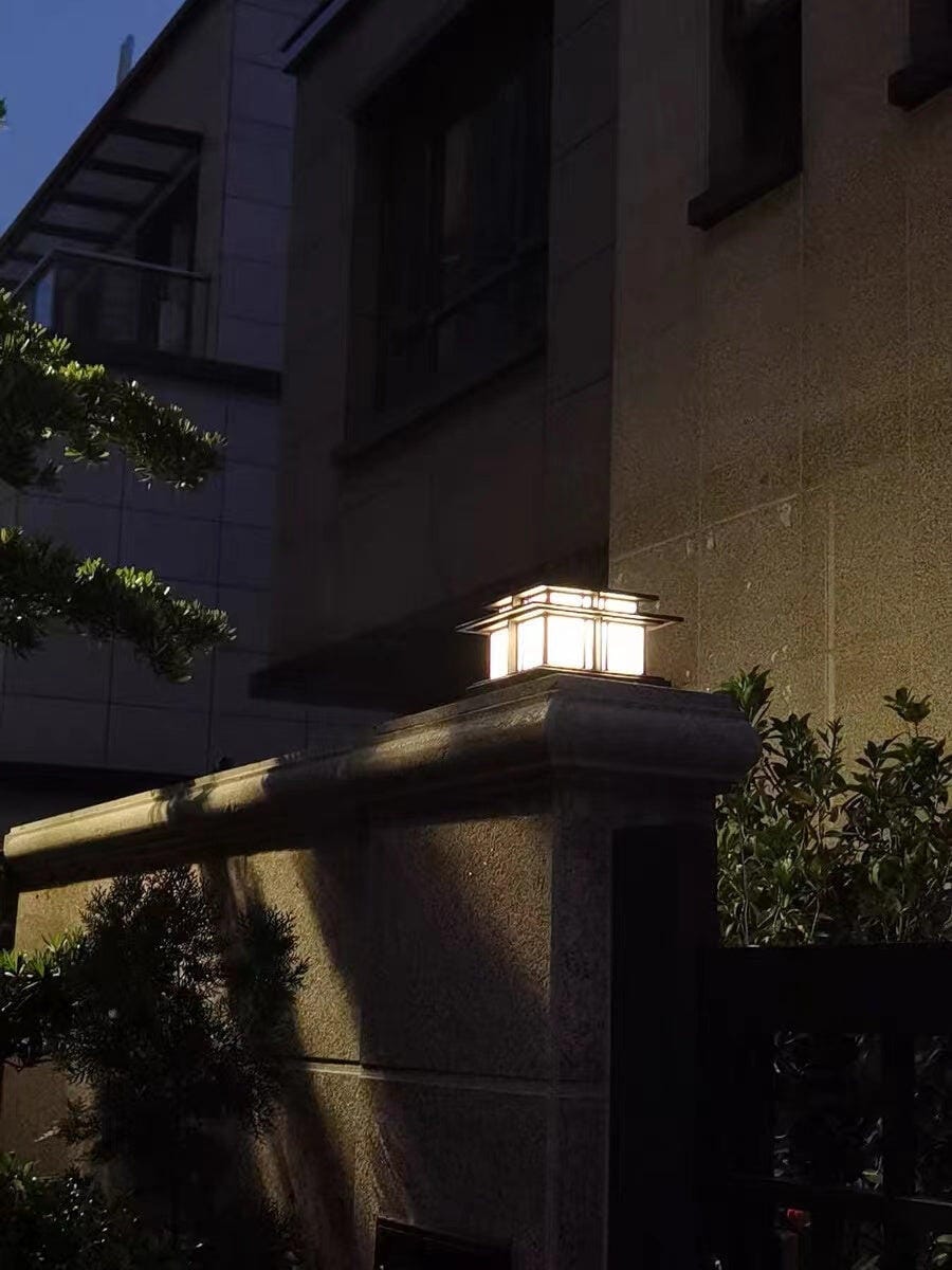 Customer photo review of Outdoor Pillar Light, Sandblasted Aluminium, Two-Tier, IP65