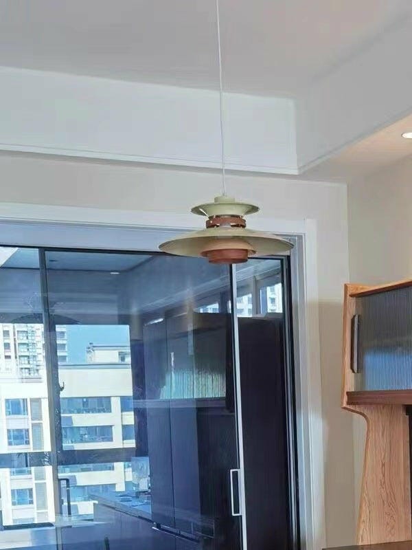 Customer photo review of Pendant Light, Metal Shades on Walnut Rings, 35 cm