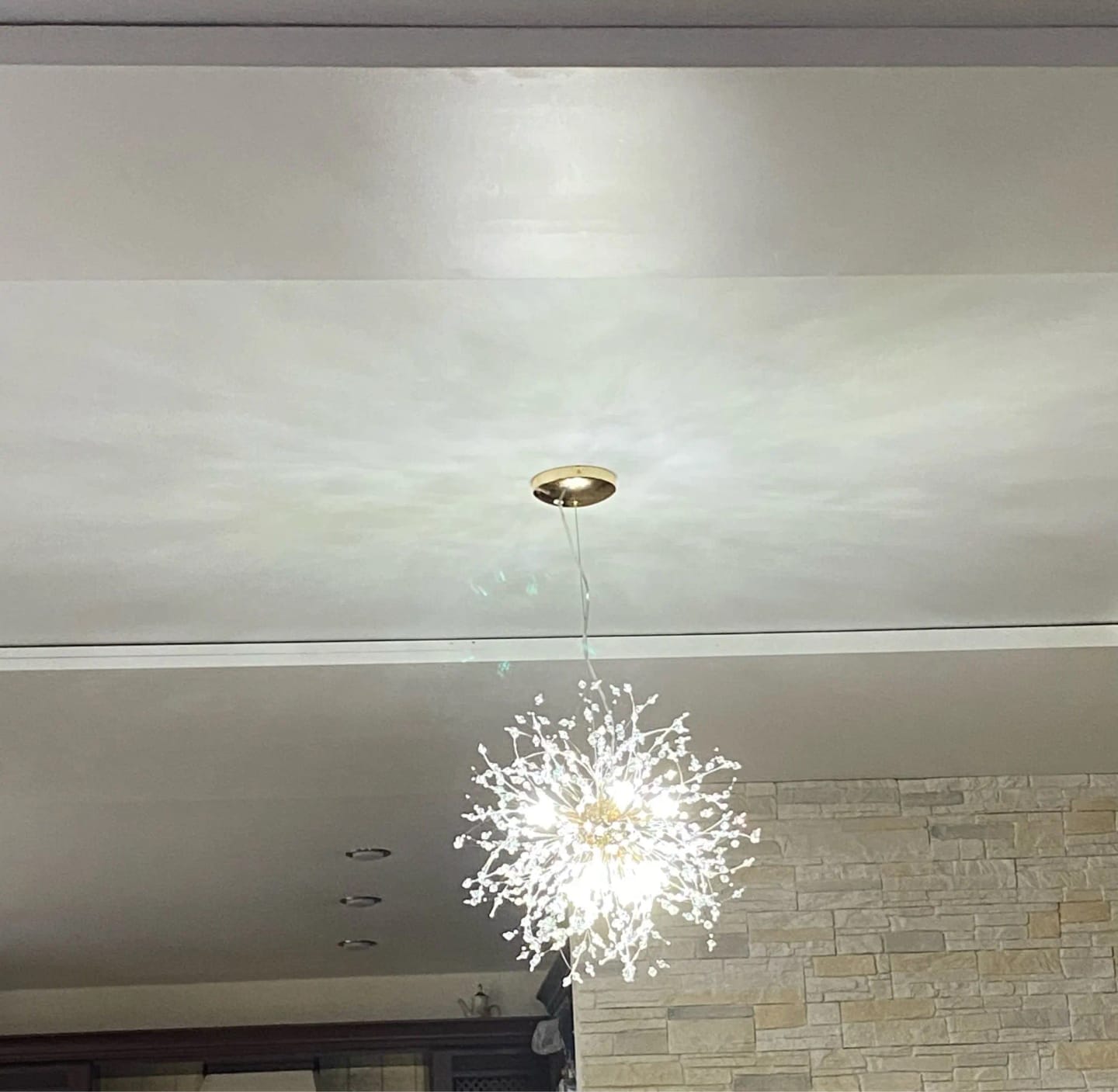 Customer photo review of Crystal Chandelier, Gold Arms, 150 cm Adjustable Drop