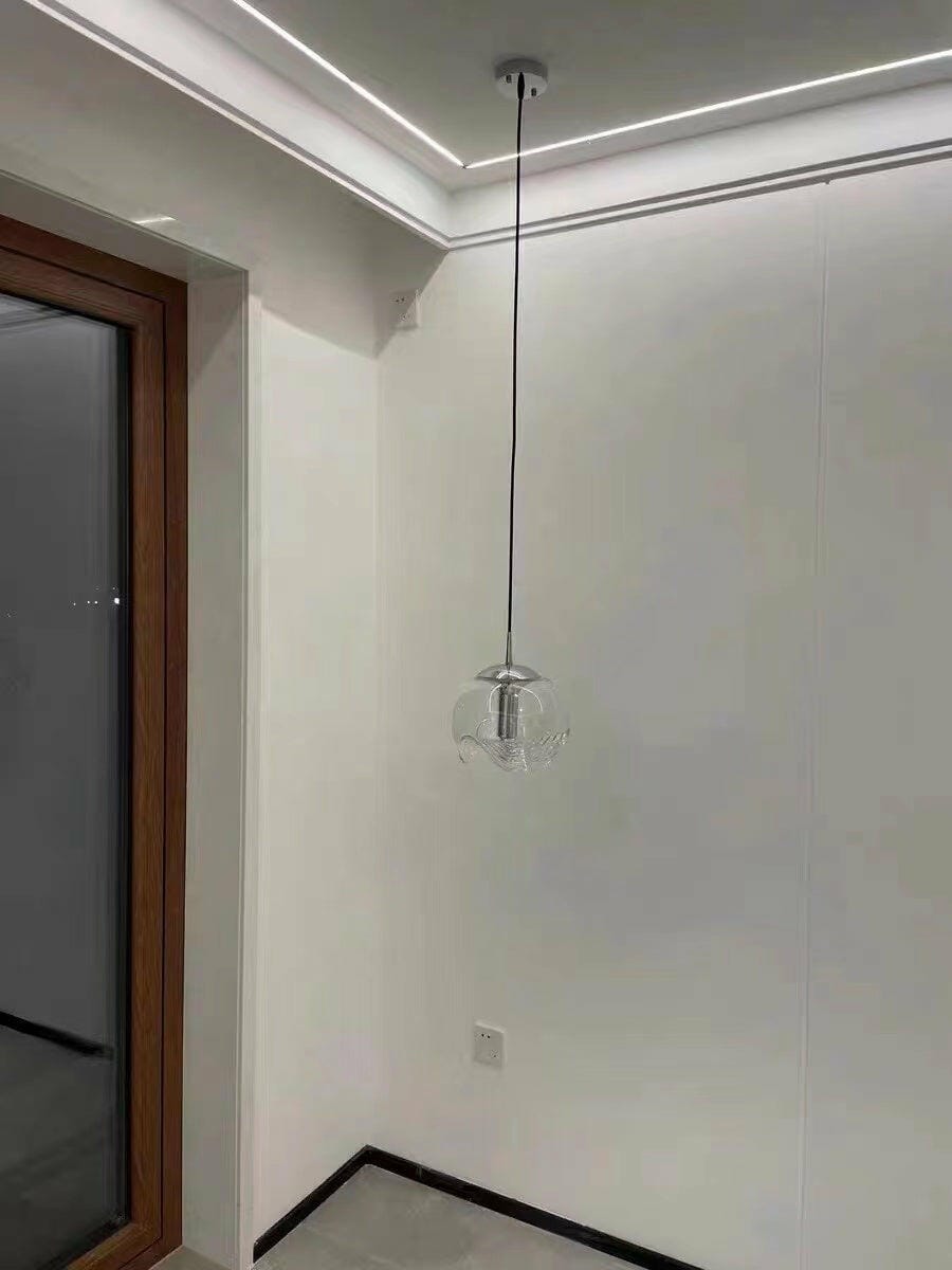 Customer photo review of Glass Pendant Light, Clear or Smoky Grey Shade, Gold or Silver Frame