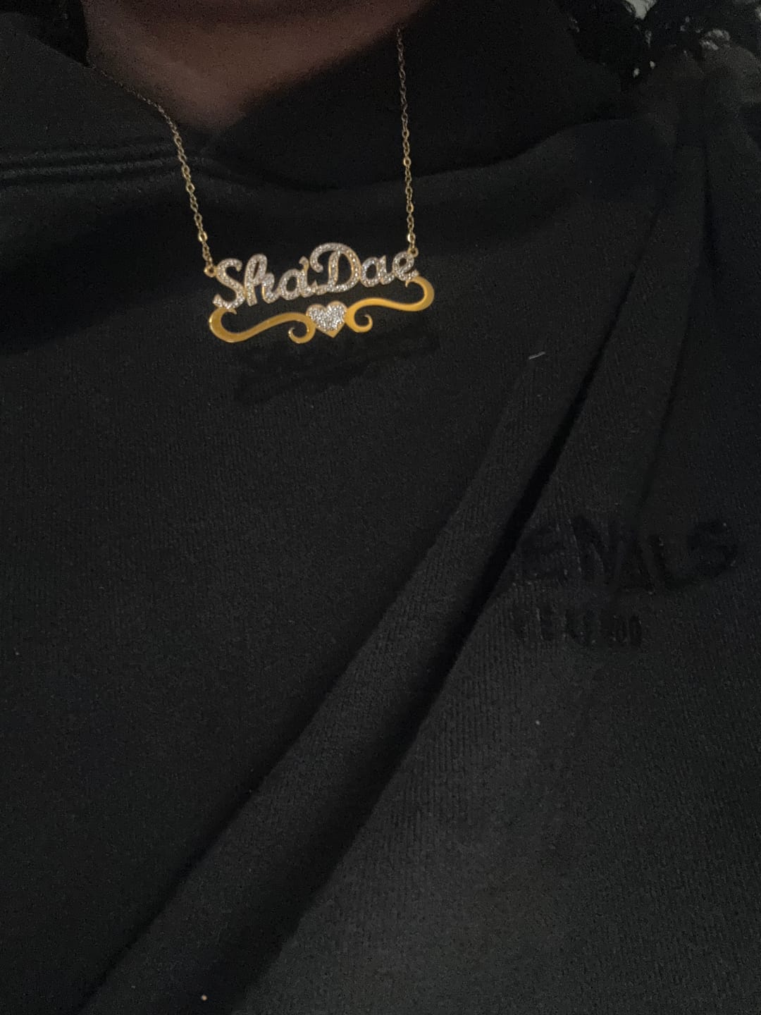 Customer photo review of Iced Heart Name Necklace