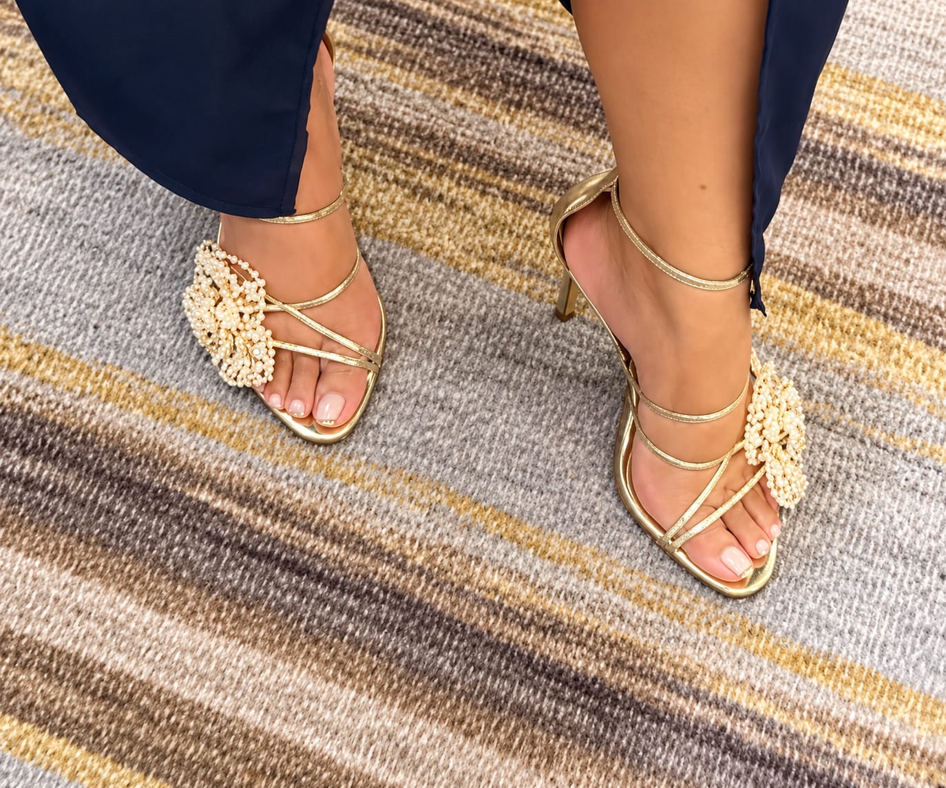 Customer photo review of EVANTHE-GOLD FLORAL STILETTO SANDAL