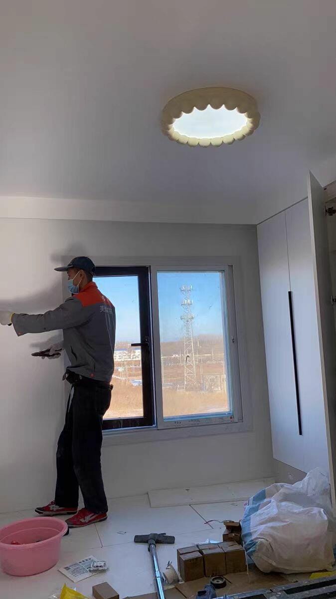 Customer photo review of Round Resin Ceiling Light, Acrylic Diffuser, 44 cm