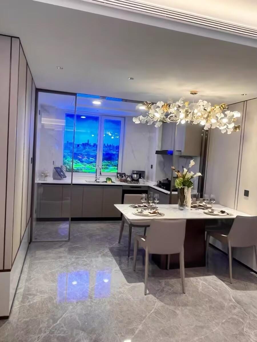 Customer photo review of Linear Chandelier, White Porcelain Ginkgo Leaves, Brass Branches, G9