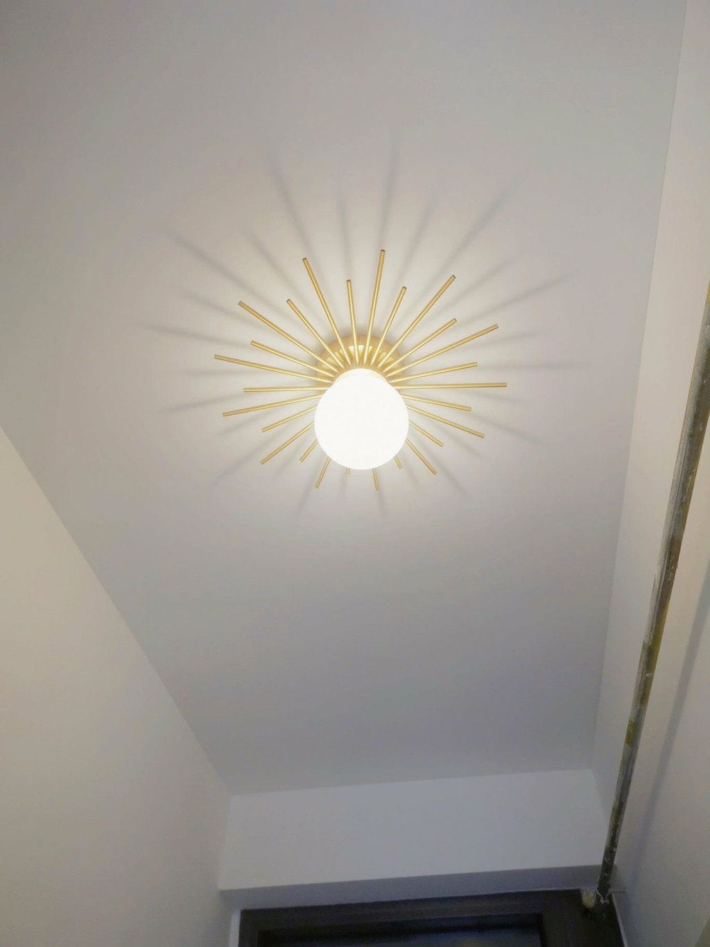 Customer photo review of Brass Ceiling Light, Frosted Glass Globe, Ceiling or Wall Mount