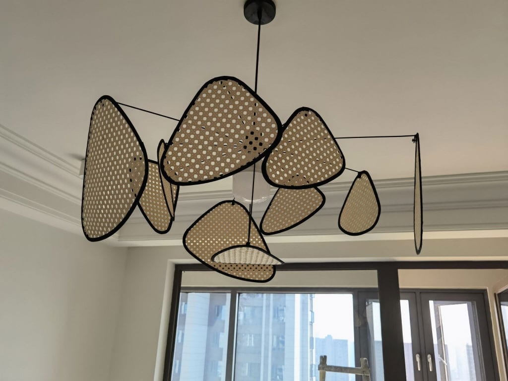Customer photo review of Rattan Pendant Light, Black Metal Frame, Ten Curtains, 60-100 cm Wide