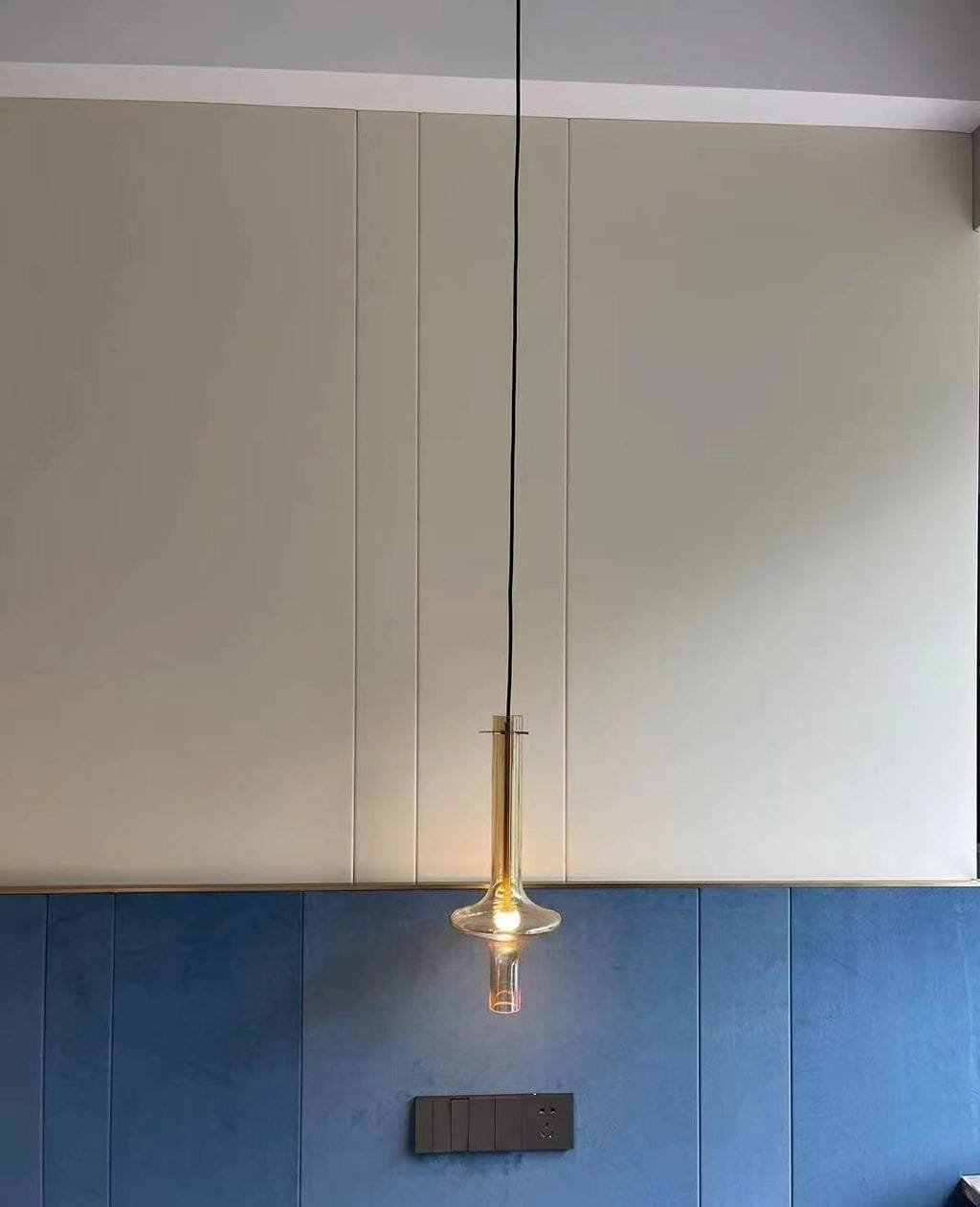 Customer photo review of Tapered Glass Pendant Light, Gold or Black Stems, 46 cm