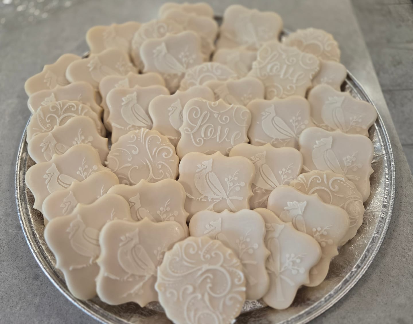 Customer photo review of Cardinals on Branch Cookie Stencil by Designer Stencils
