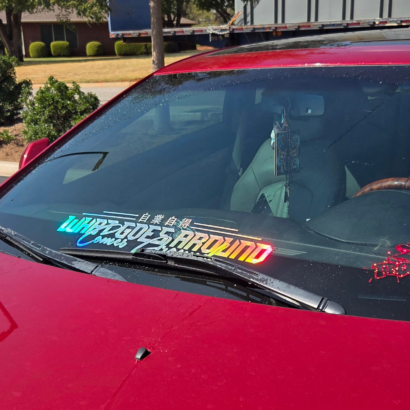 Customer photo review of Karma - what goes around comes around decal