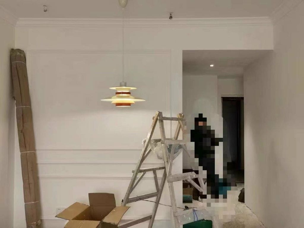 Customer photo review of Pendant Light, Metal Shades on Walnut Rings, 35 cm