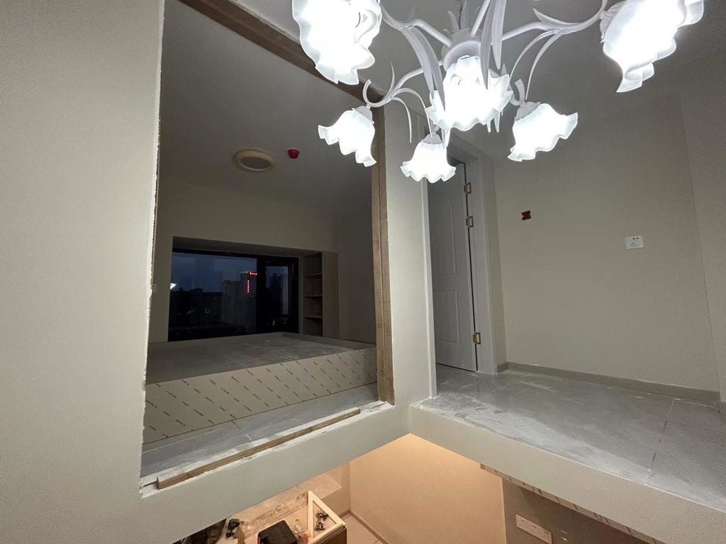 Customer photo review of Green Metal Bouquet Chandelier, White Shades, 32 cm Height