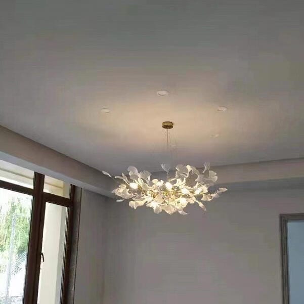 Customer photo review of Horizon Bloom Gingko Chandelier, Porcelain Leaf Ceiling Light, 7 Sizes