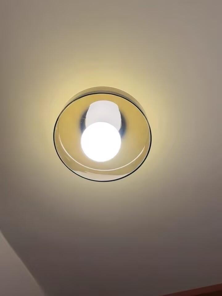 Customer photo review of Glass Flush Mount Ceiling Light, Round Metal Body, 25 cm