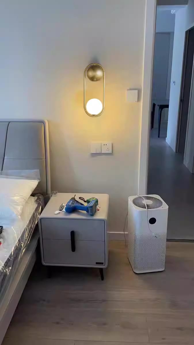 Customer photo review of Off-Centre Glass Wall Light, 46 cm, Brass or Black Hub, Wall Sconce