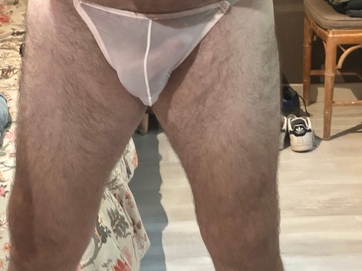 Customer photo review of 2 Pack Men's Seamless Semi-Transparent Thongs