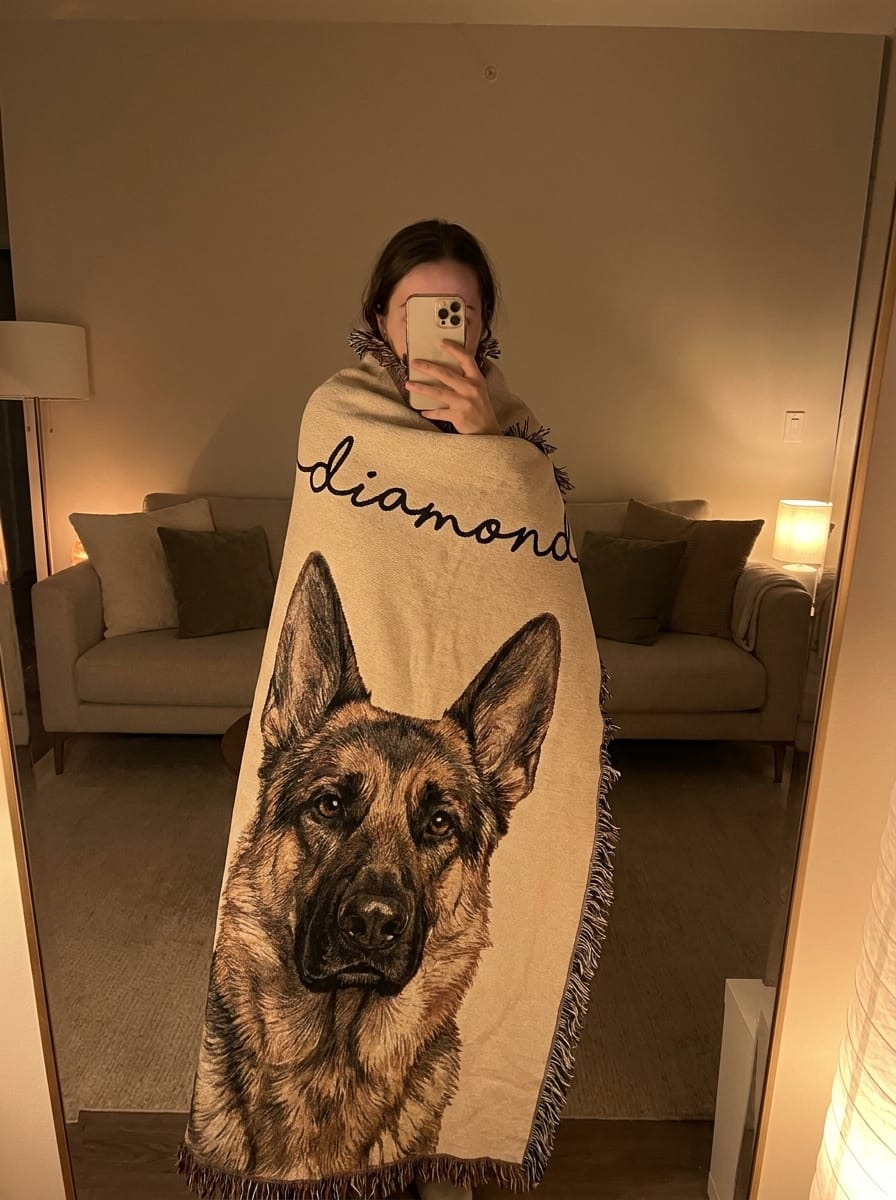 Customer photo review of The Eternal Hug Blanket