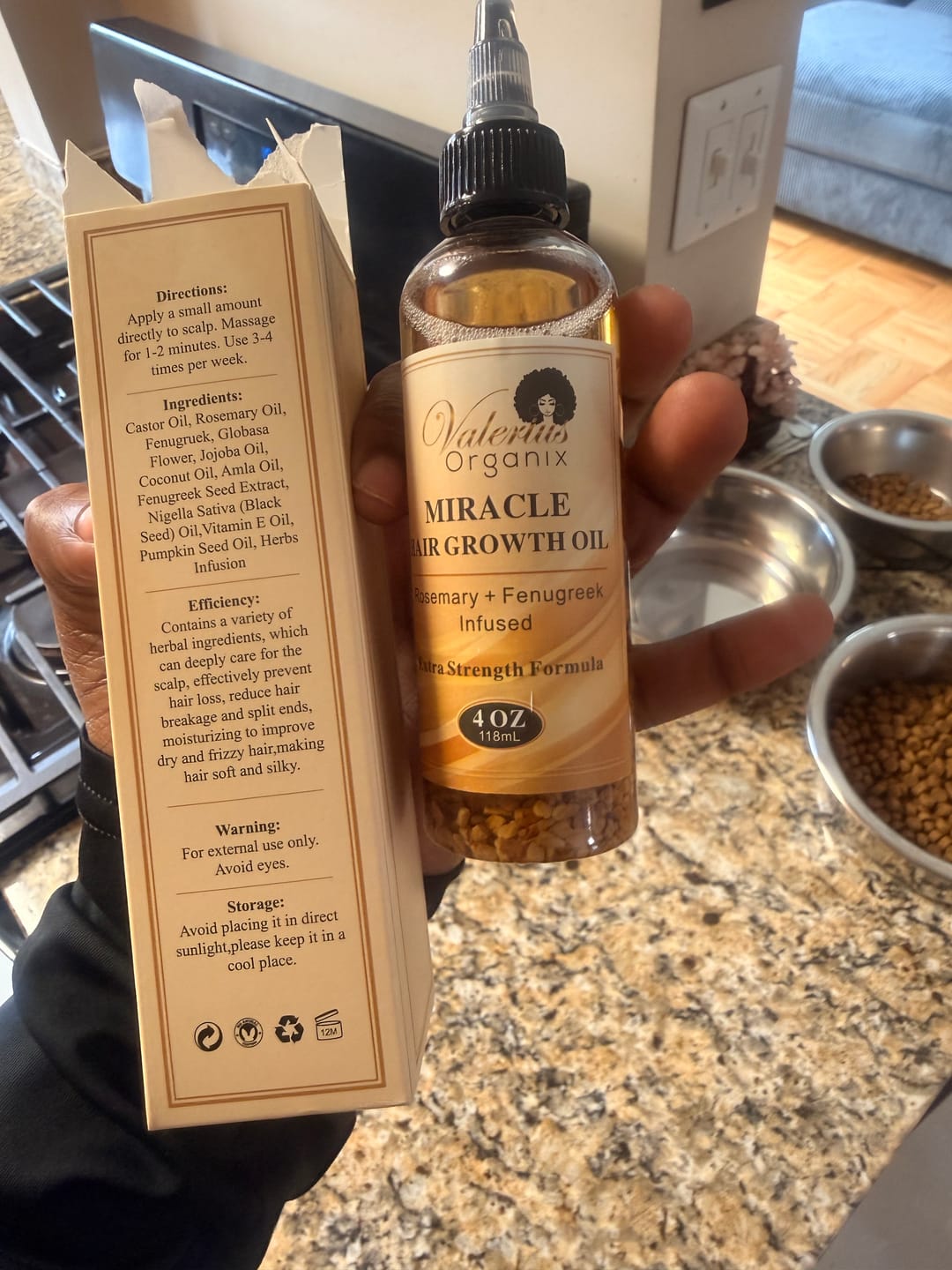 Customer photo review of Miracle Hair Growth Oil