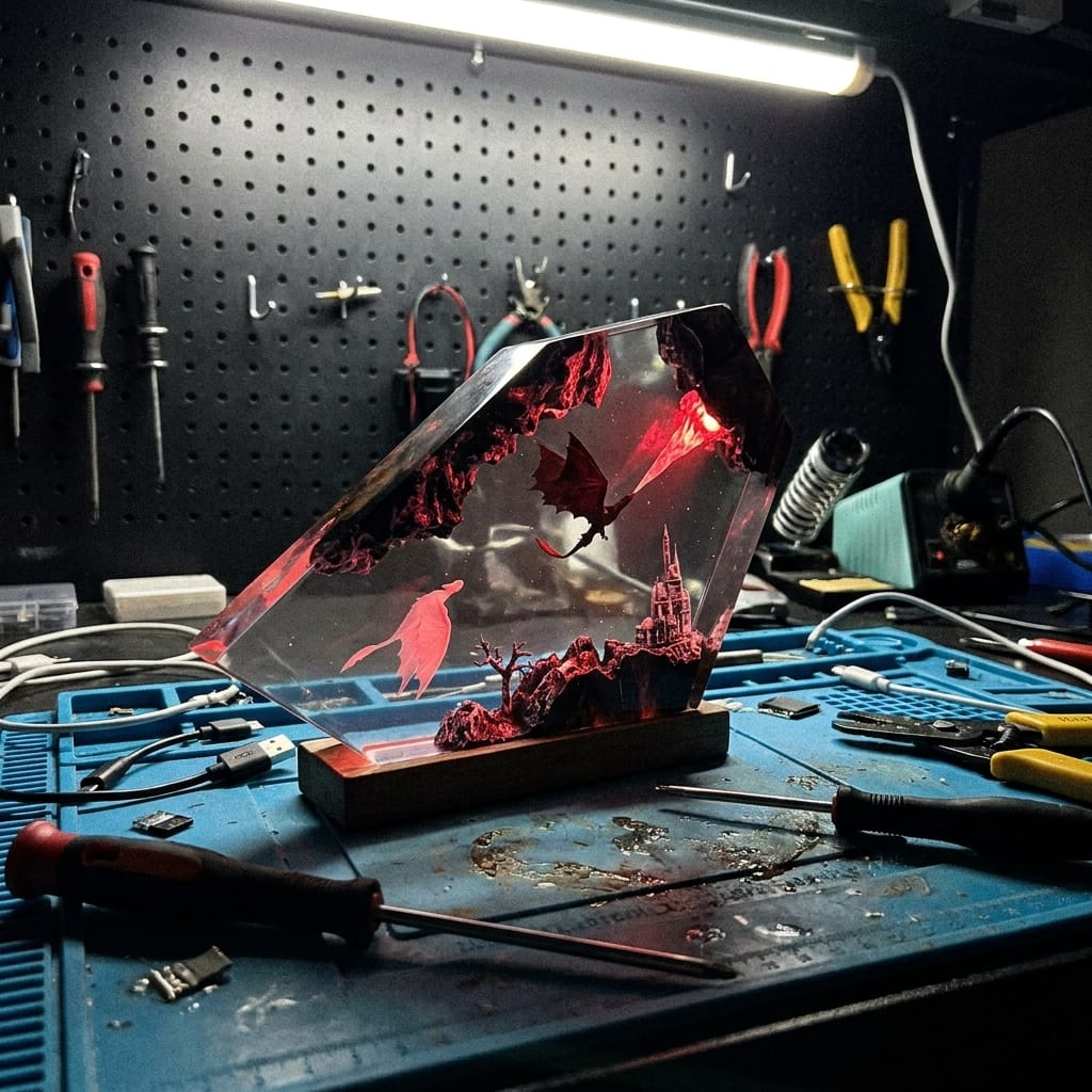 Customer photo review of Dragon Glow - El Yapımı LED Reçine Gece Lambası