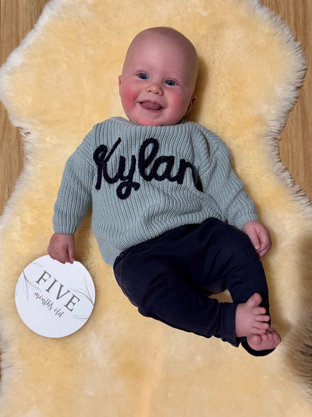 Customer photo review of Hand Knitted Personalized Sweater