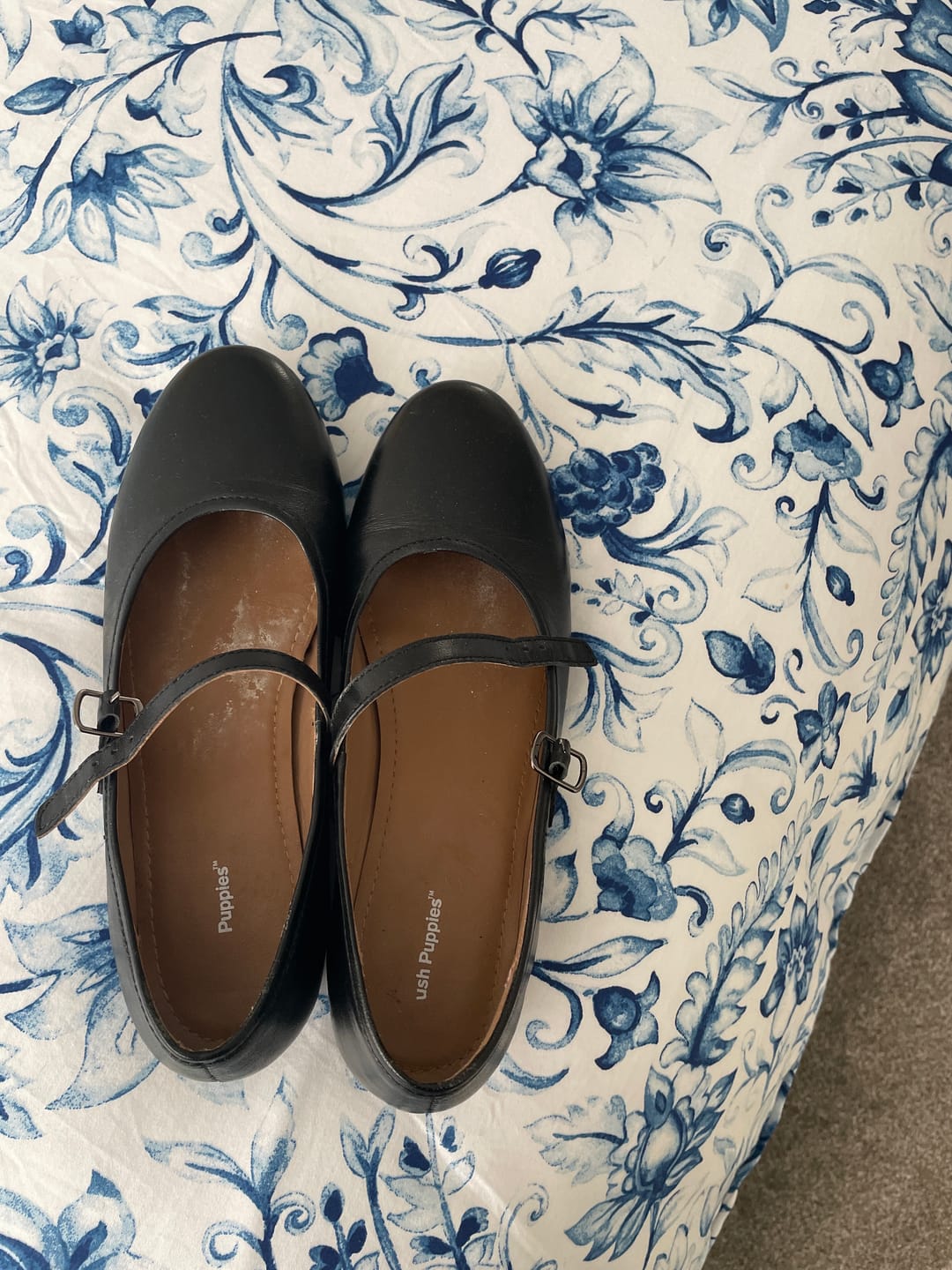 Customer photo review of Black Leather Nancy Mary Jane Ballerinas