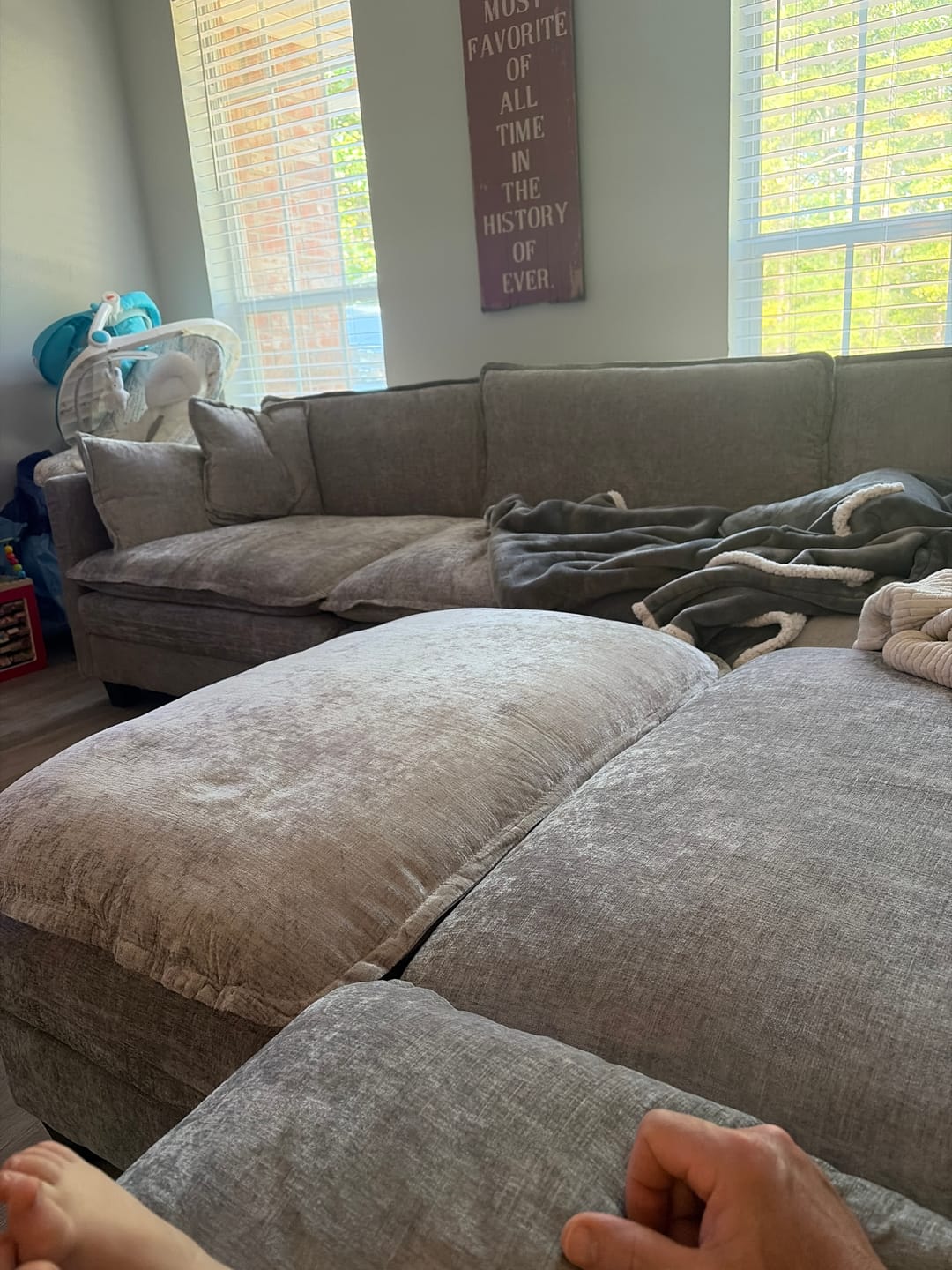 Customer photo review of 149.2 Inch Cloudy Luxury Thickened Cushion Modular Sofa