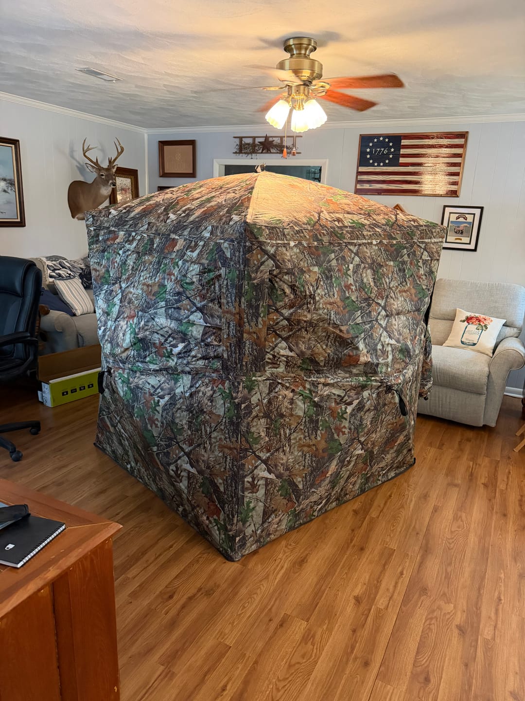 Customer photo review of VisX/VisMax See Through Hunting Blind, Pop Up Ground Deer Blind
