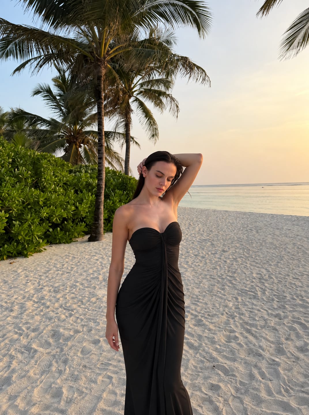 Customer photo review of Vestido Tubo Plisado Fruncido sin Tirantes