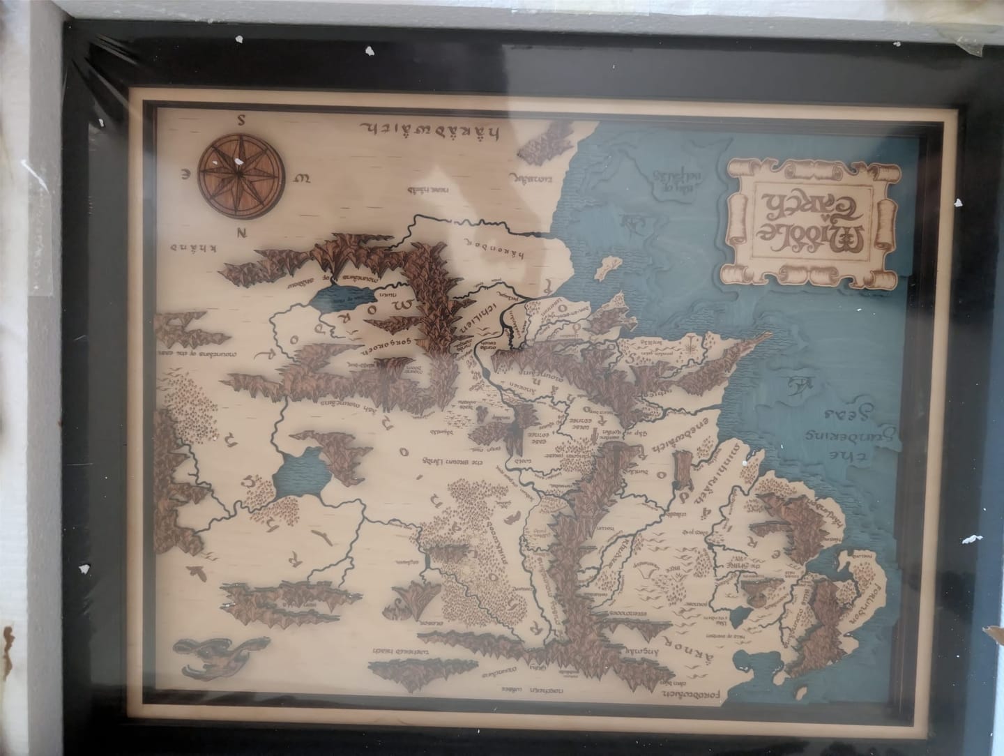 Customer photo review of HANDCRAFTED MIDDLE EARTH™ 3D  WOOD MAP  - OFFICIALLY LICENSED