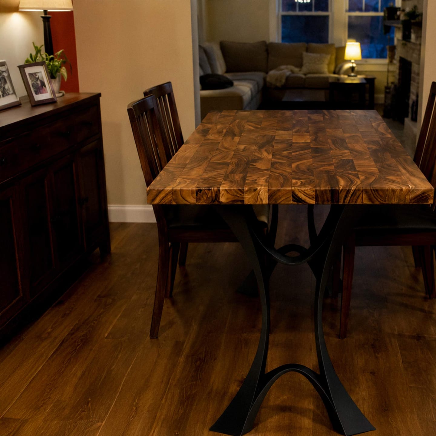 Customer photo review of Dining Table with Butcher Block Wood Top for Dining Room - 405 Joxie