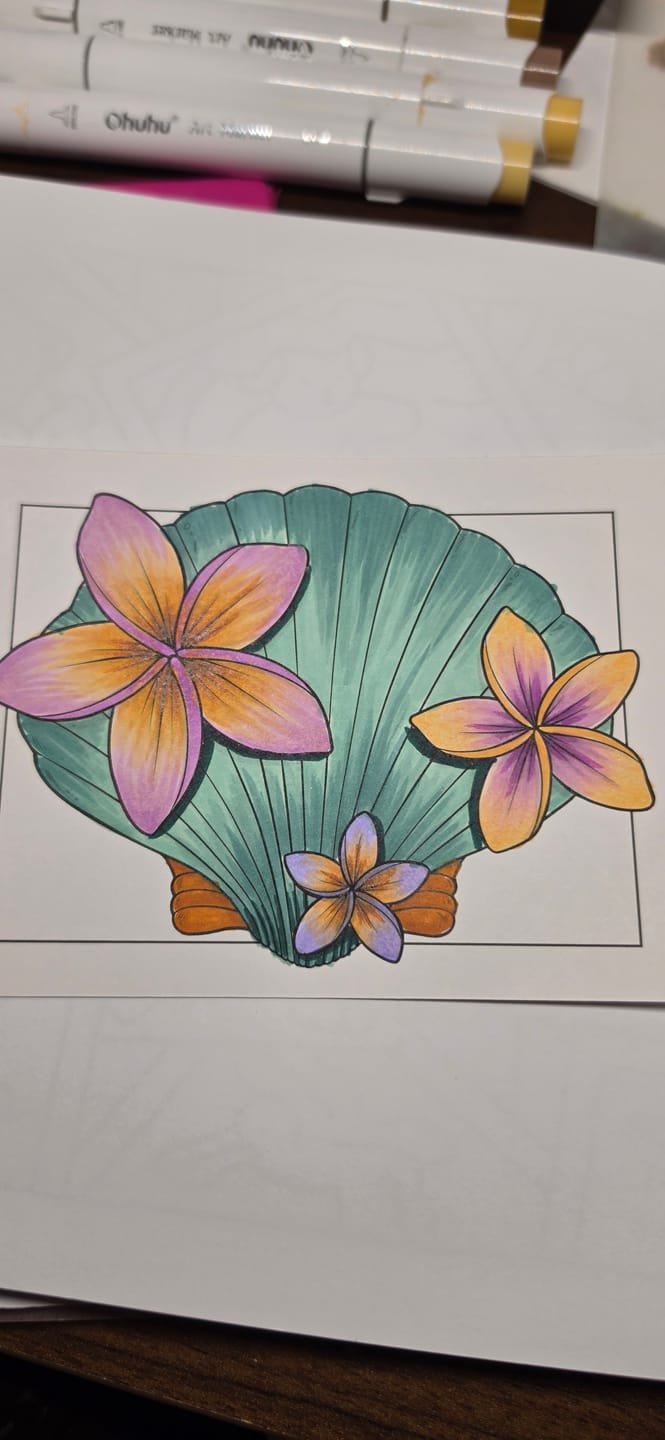 Customer photo review of Ohuhu x Jade Summer Alcohol Markers & Coloring Book Set, 47 Colors + 1 Colorless Blender, Honolulu B, Brush & Fine Dual Tips