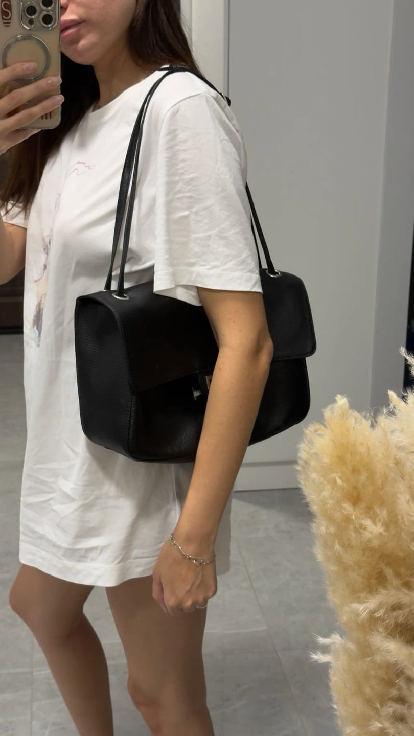 Customer photo review of Miriam Elephant Gray Cowhide Crossbody