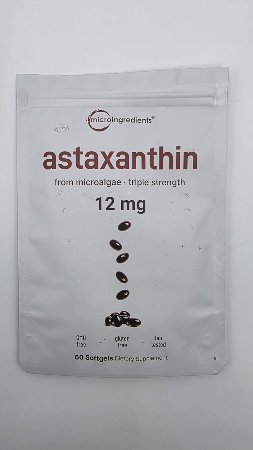 Customer photo review of Natural Astaxanthin 12mg with Coconut Oil for Skin & Eye Health - 120 Softgels