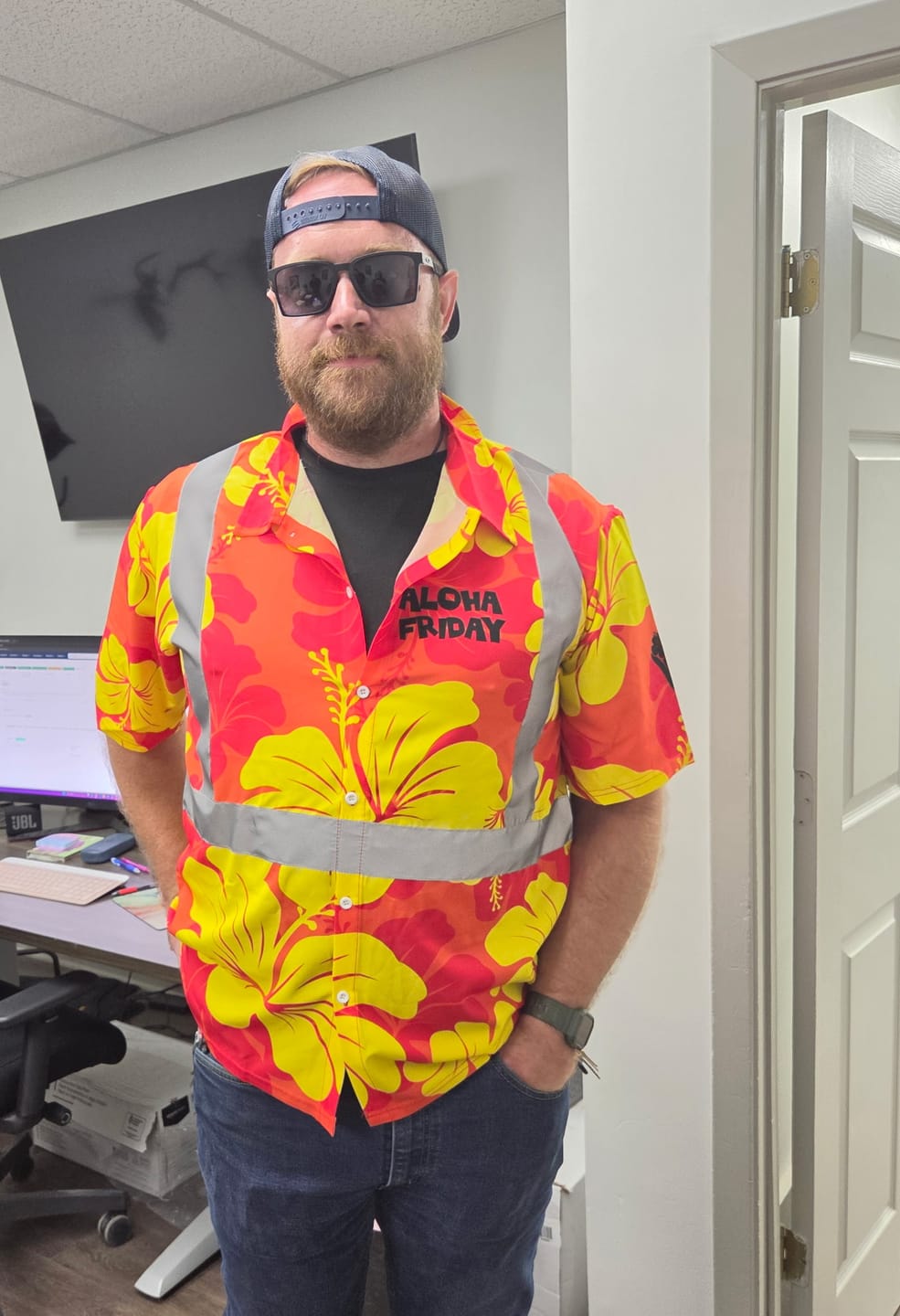 Customer photo review of Tropical Print Shirt with Safety Class Tape(Full Dye Sublimation) #500251