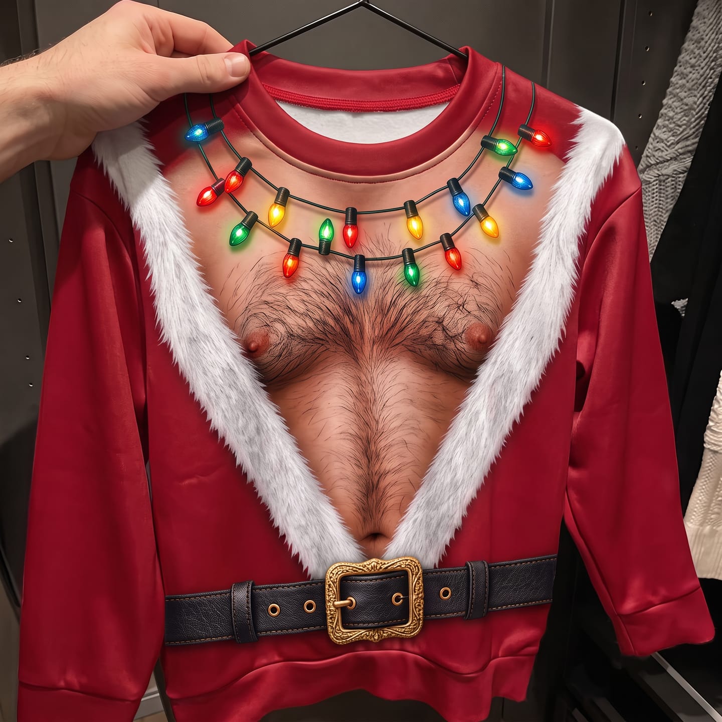 Customer photo review of Santa Bare-Chest Sweater